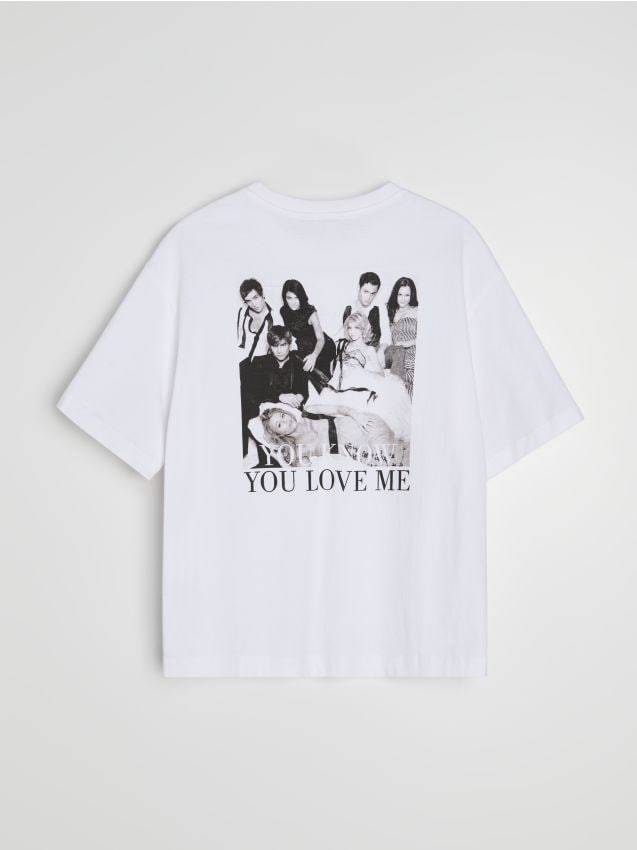 Sinsay - Tricou din bumbac cu mânecă scurtă Gossip Girl - alb