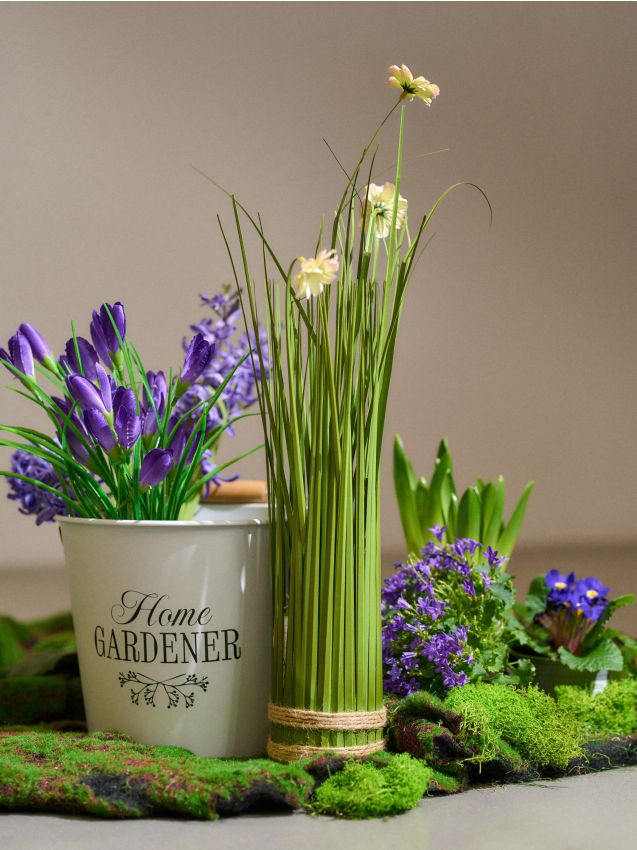 Sinsay - Iarbă decorativă artificială cu flori - roz-pastel