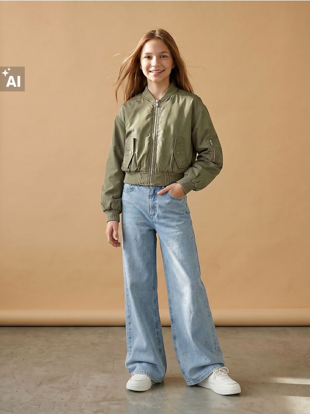 Sinsay - Blugi wide leg cu ținte decorative și efect de spălare - altele