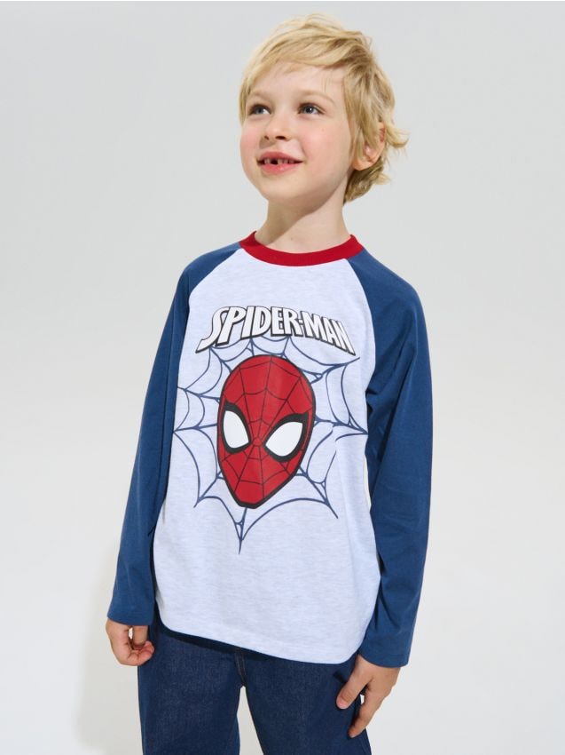 Sinsay - Tricou din bumbac cu imprimeu Spider-Man - gri deschis