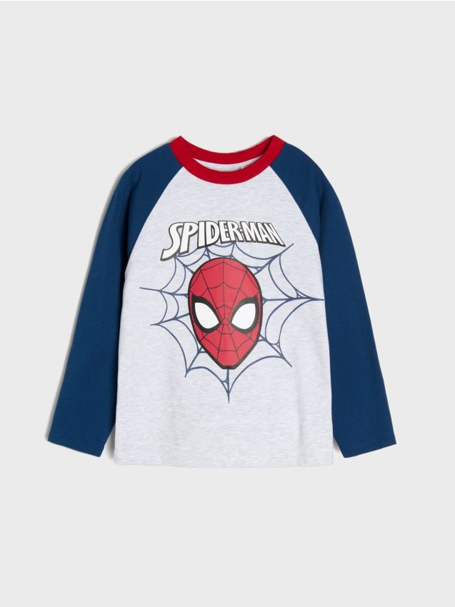 Sinsay - Tricou din bumbac cu imprimeu Spider-Man - gri deschis