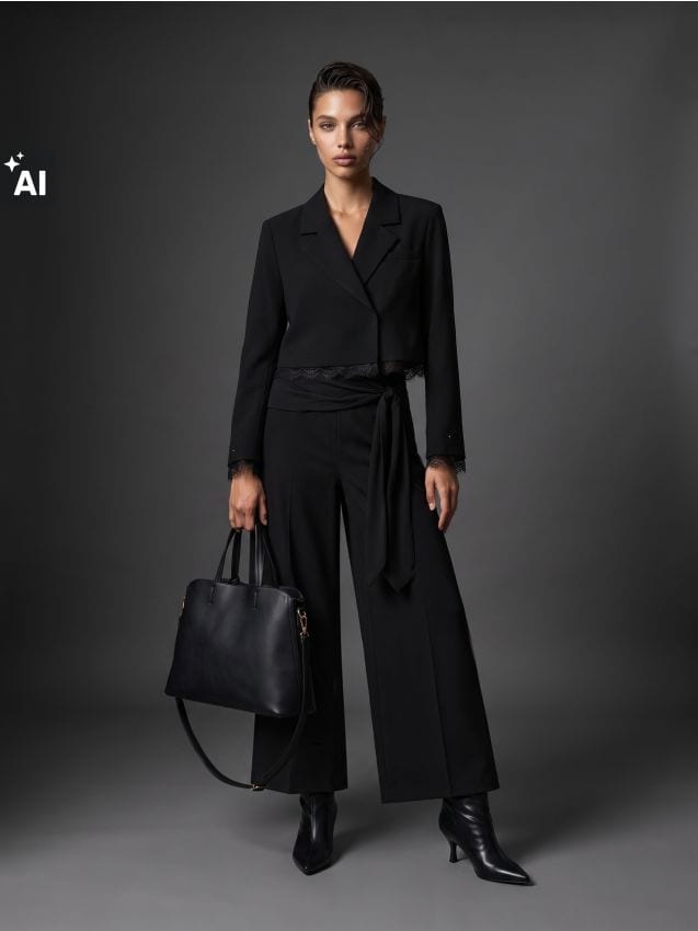 Sinsay - Pantaloni wide leg cu amestec de viscoză - negru