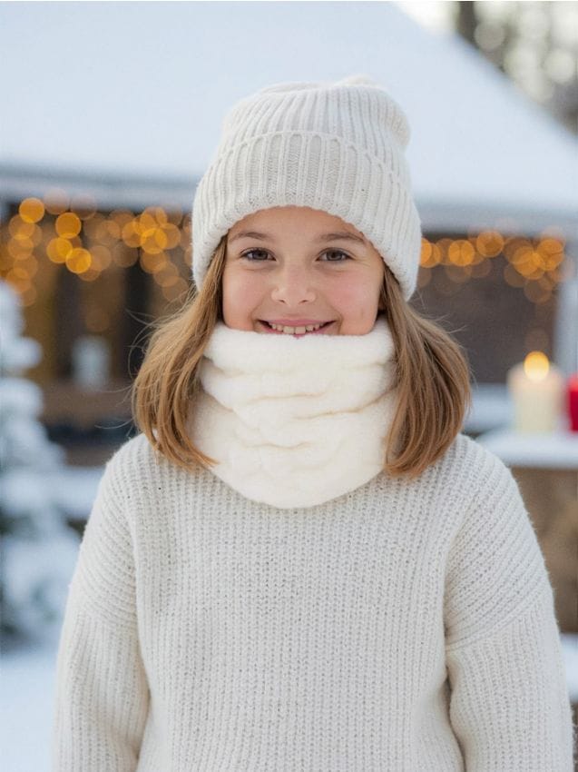 Sinsay - Plyšový komín s reliéfnymi srdiečkami - krémová