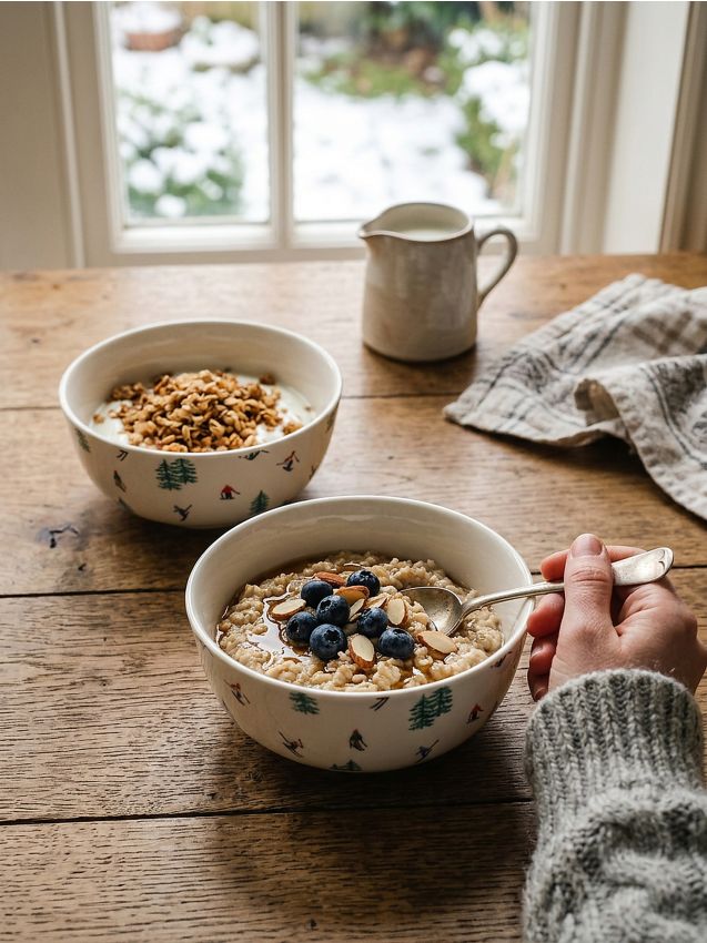 Sinsay - Boluri ceramice de iarnă cu motiv de schi, set de 2 - alb