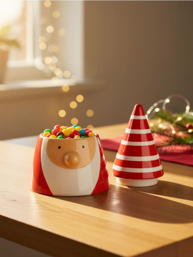 Sinsay - Vianočná nádoba na potraviny s vekom a motívom elfa - červená