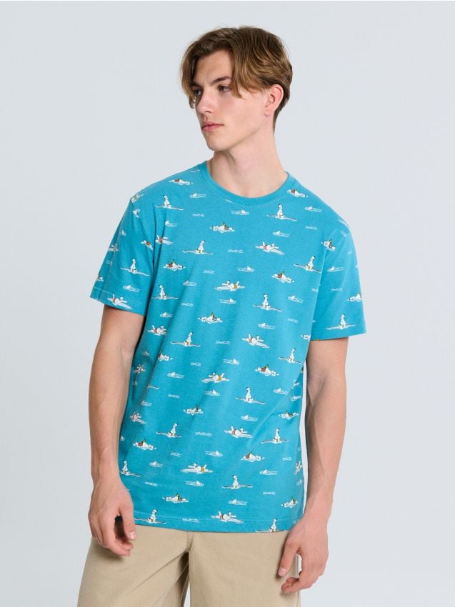 Sinsay - Tricou cu model The Simpsons - acvamarin