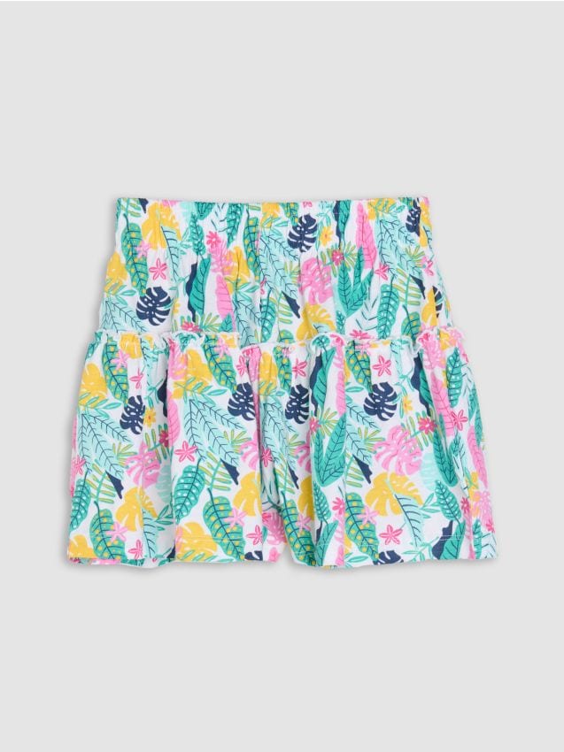 Sinsay - Marszczone szorty ze wzorem roślinnym - wielobarwny