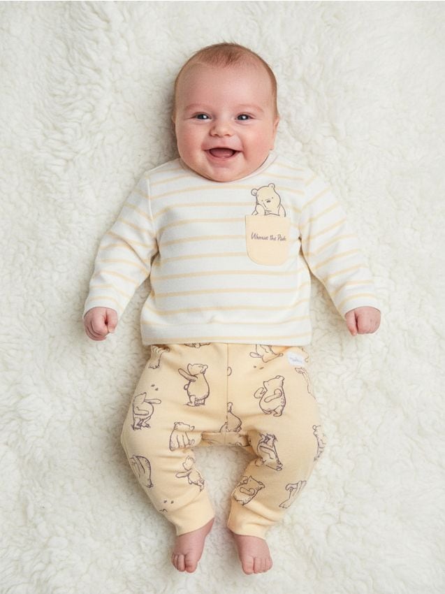 Sinsay - Komplet: koszulka i legginsy Winnie The Pooh - kremowy