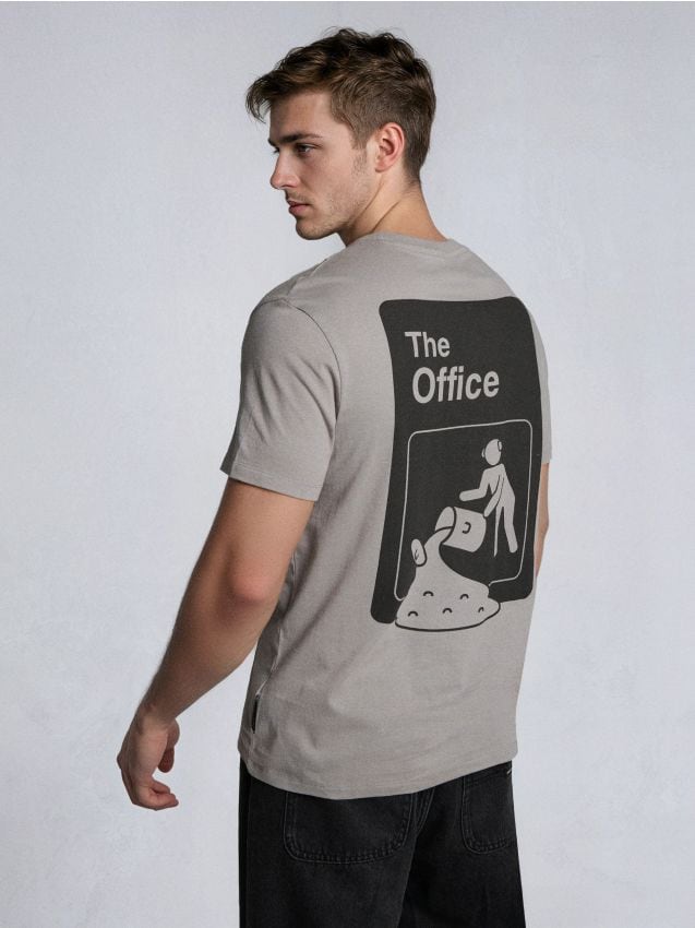 Sinsay - Bawełniana koszulka z krótkim rękawem The Office - szary