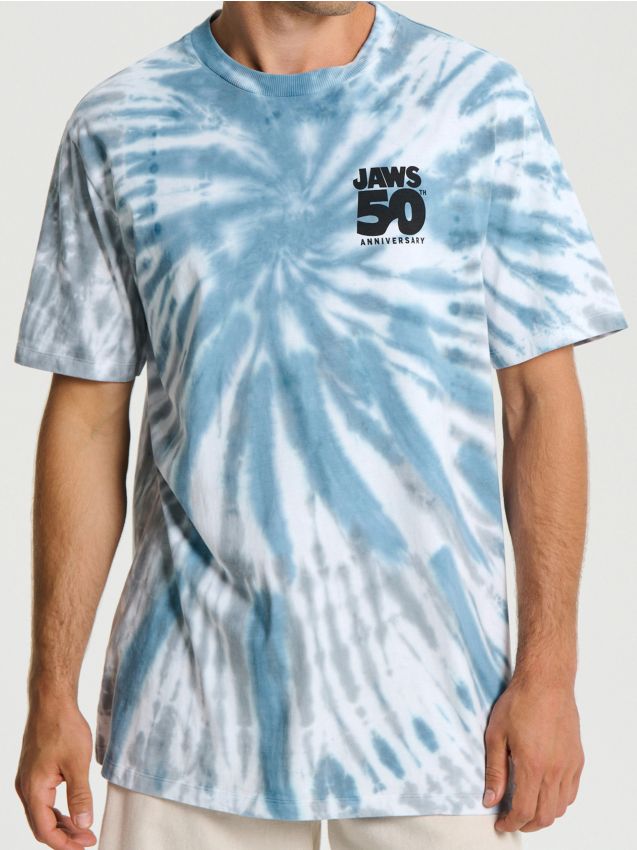 Sinsay - Tricou Jaws - albastru-pal