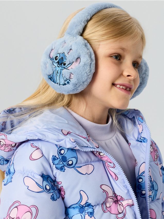 Sinsay - Căști de urechi din blană artificială Stitch - albastru-pal