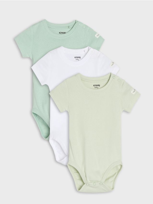 Sinsay - Set de 3 body din bumbac - alb