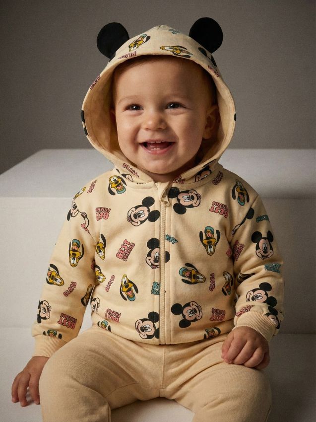 Sinsay - Hanorac cu glugă și fermoar Mickey Mouse - bej