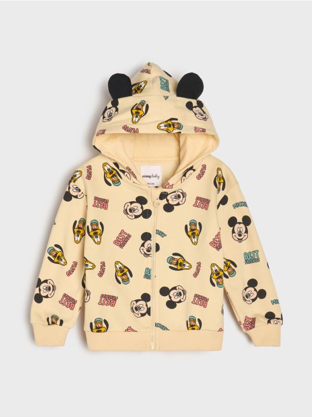 Sinsay - Hanorac cu glugă și fermoar Mickey Mouse - bej