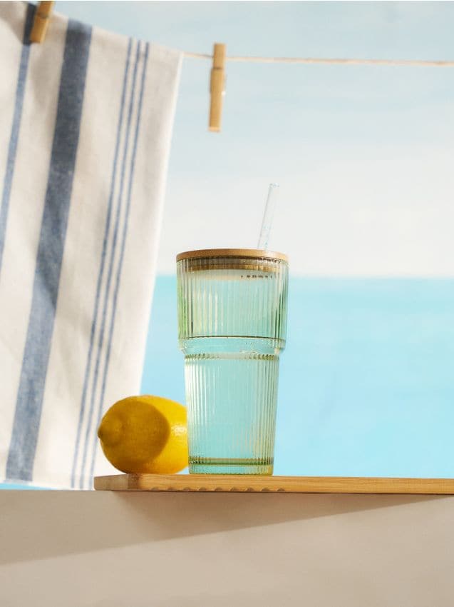 Sinsay - Cană striată cu pai - verde