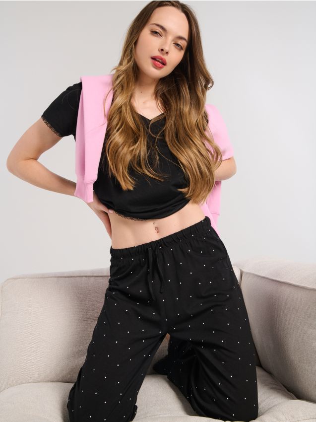 Sinsay - Pijama din două piese - negru