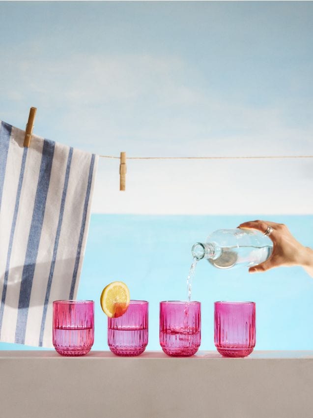 Sinsay - Set de pahare din sticlă colorată 4 pack - roz-aprins