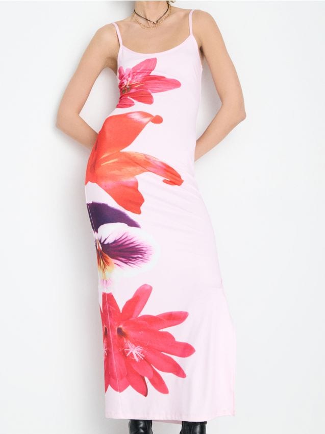 Abito maxi con spalline e stampa floreale - SINSAY