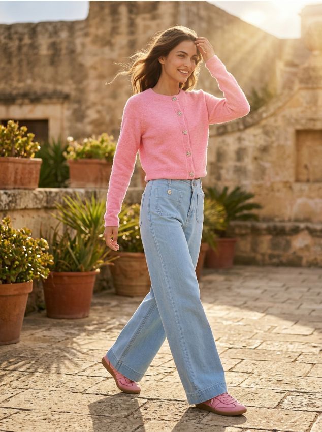 Sinsay - Blugi cu crac larg - albastru