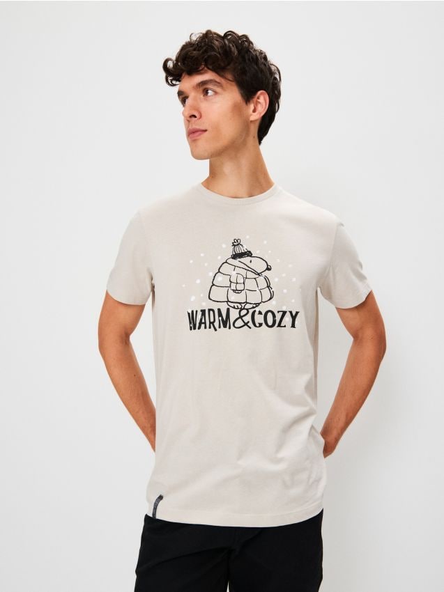 Sinsay - Bavlnená košeľa s potlačou Peanuts - telová