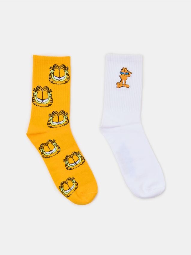 Sinsay - Długie skarpetki z nadrukiem i haftem Garfield 2 pack - wielobarwny