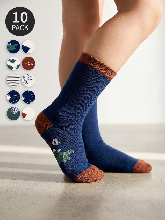 Sinsay - Șosete cu motiv dinozauri 10 pack - multicolor