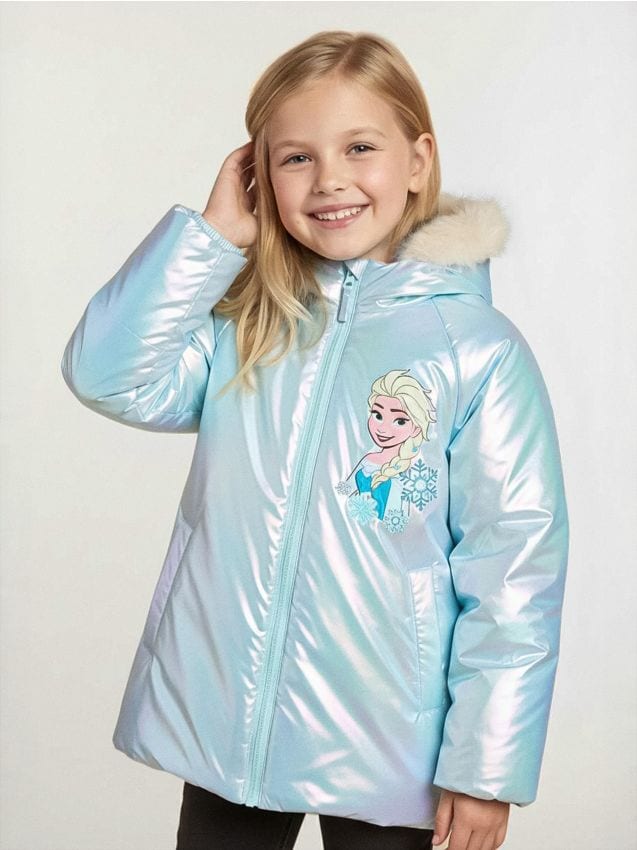 Sinsay - Bunda s potlačou na chrbte Frozen - svetlomodrá