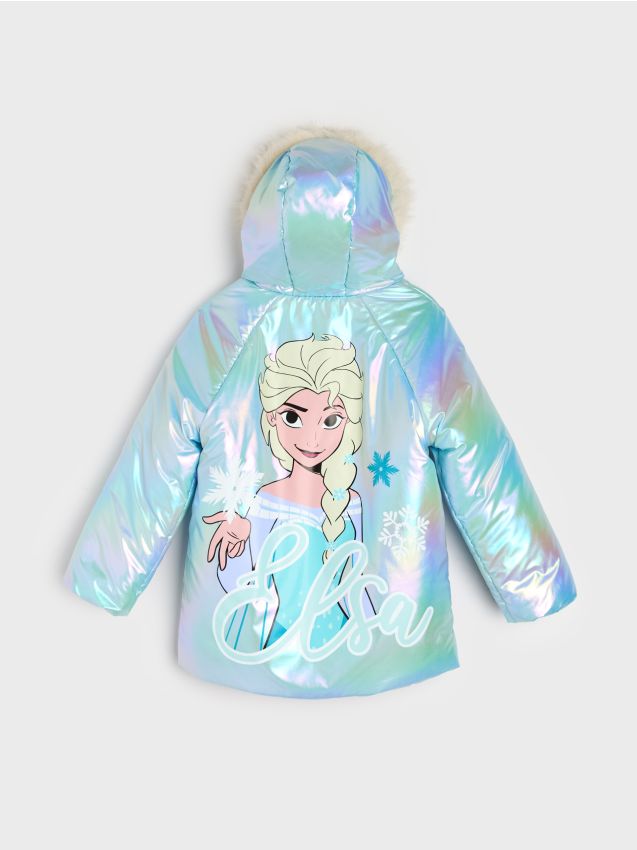 Sinsay - Bunda s potlačou na chrbte Frozen - svetlomodrá