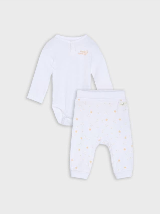 Sinsay - Set: body și pantaloni - alb