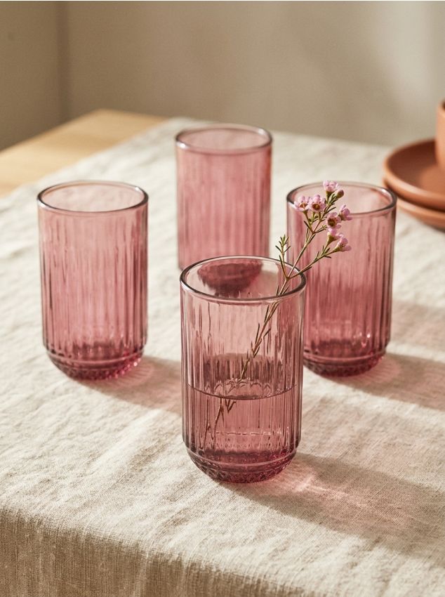 Sinsay - Set de pahare striate 4 pack - roz