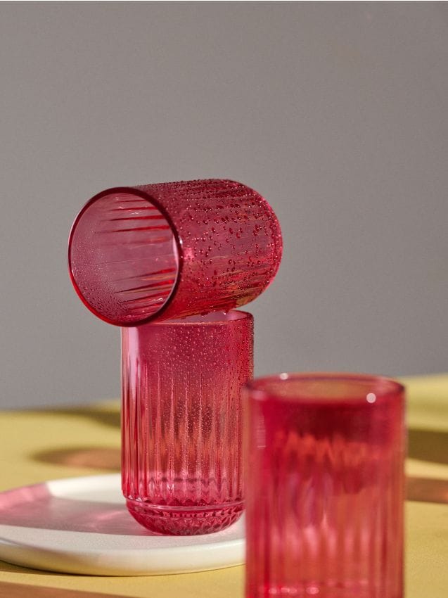 Sinsay - Set de pahare striate 4 pack - roz-aprins