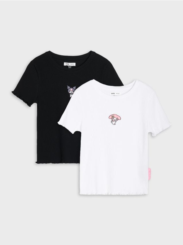 Sinsay - Памучни Тениски От Рипсено Плетиво 2 Pack Kuromi And My Melody