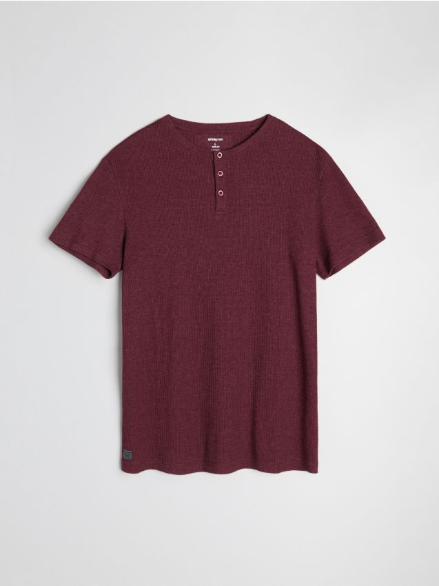 T-shirt Henley in cotone - maroon