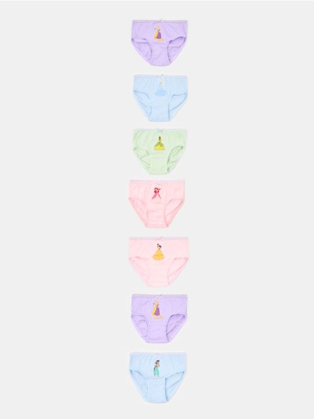 Sinsay - Chiloți clasici din bumbac cu imprimeu 7 pack Disney Princess - multicolor