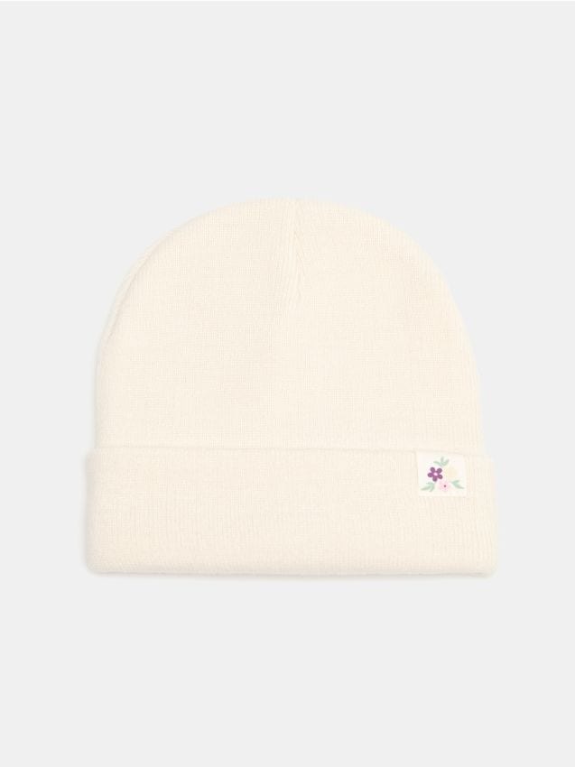Sinsay - Căciulă beanie cu aplicație cusută - crem