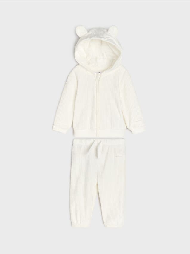 Sinsay - Rebrovaná pletená súprava - krémová