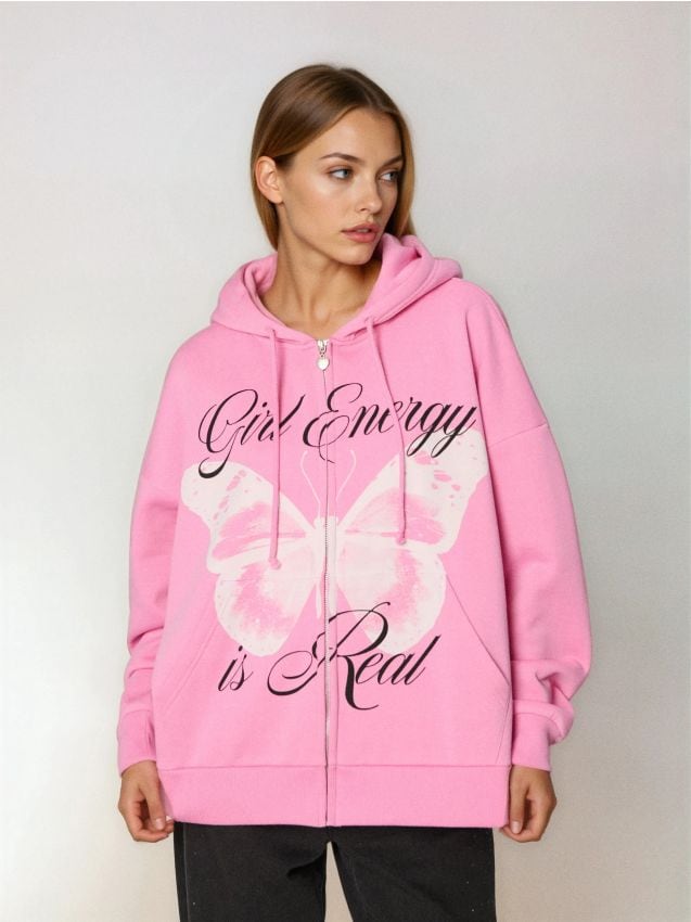 Sinsay - Bluză sport cu imprimeu - roz