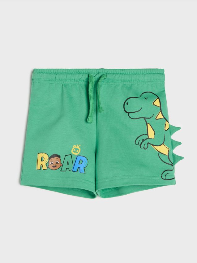 Sinsay - Pantaloni scurți din bumbac, cu imprimeu Cocomelon - green spruce