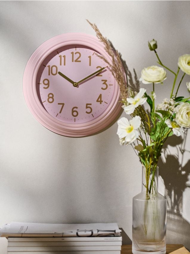 Sinsay - Ceas de perete rotund - roz-pastel