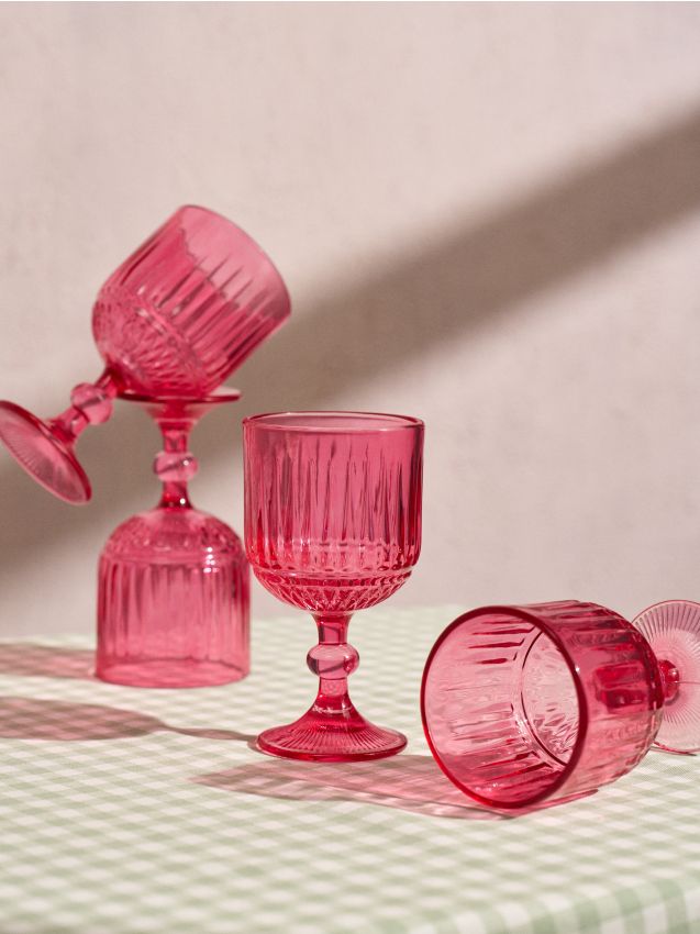 Sinsay - Set de pahare cu picior 4 pack - roz-aprins