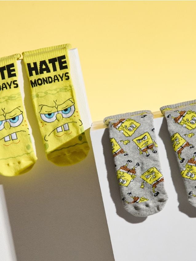 Sinsay - Șosete cu bumbac 2 pack SpongeBob - multicolor