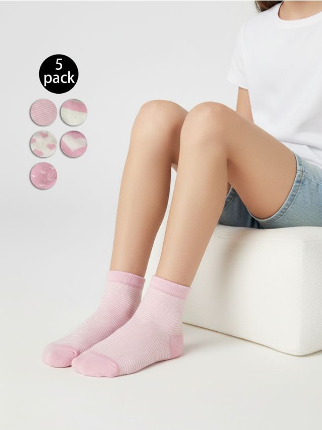 Sinsay - Șosete 5 pack - roz-pastel