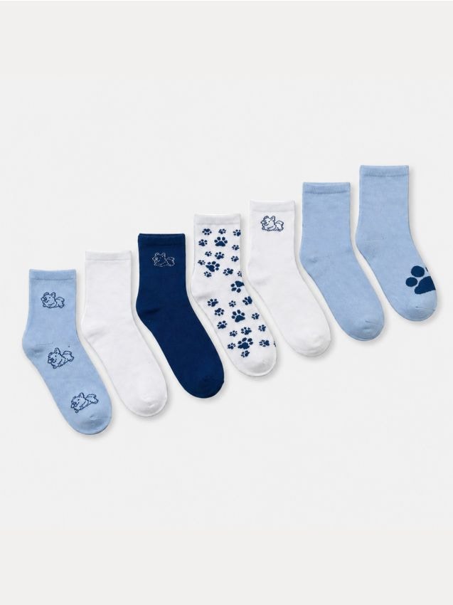 Sinsay - Șosete cu motiv câine și lăbuțe 7 pack - multicolor