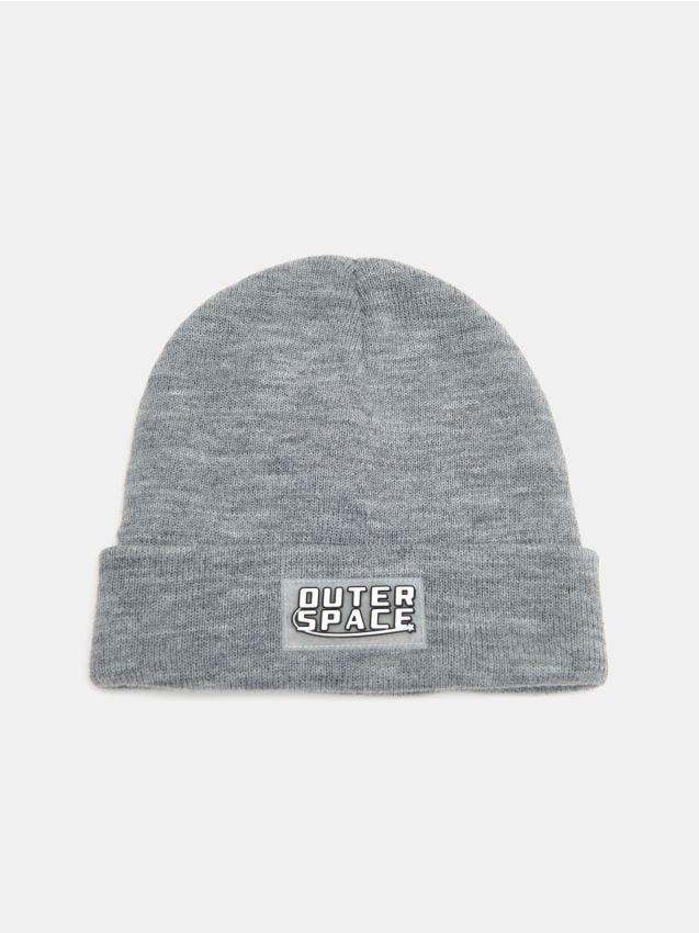 Sinsay - Căciulă beanie cu aplicație cusută - gri-închis