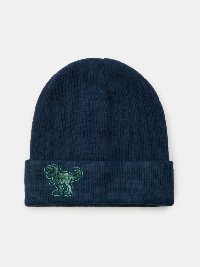 Sinsay - Căciulă beanie cu motiv de dinozaur - bleumarin
