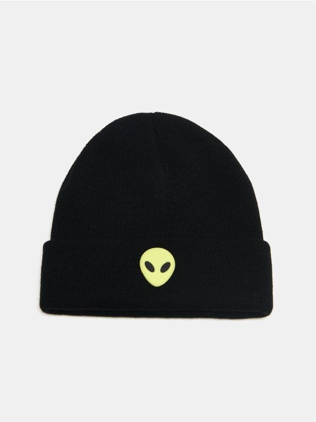 Sinsay - Căciulă beanie cu aplicație cusută - negru