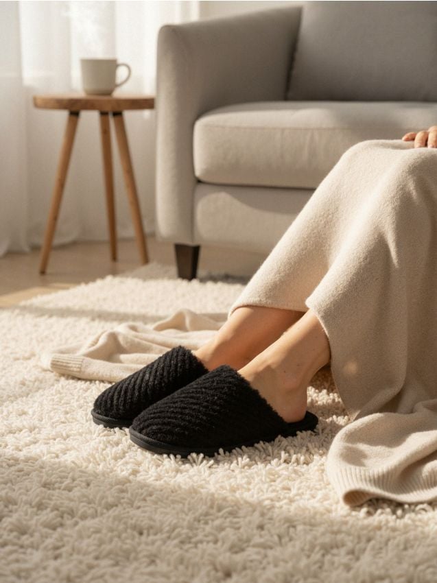 Sinsay - Papuče z umelej kožušiny - čierna