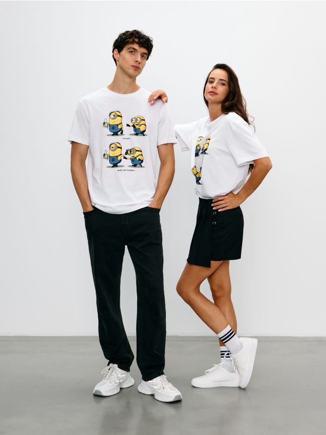 Sinsay - Bavlnená košeľa s potlačou Minions - biela