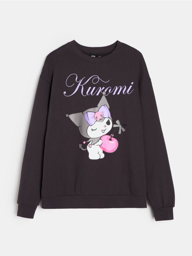 Sinsay Sinsay - Μπλούζα με λαιμόκοψη crewneck Kuromi - σκουρο γκρι