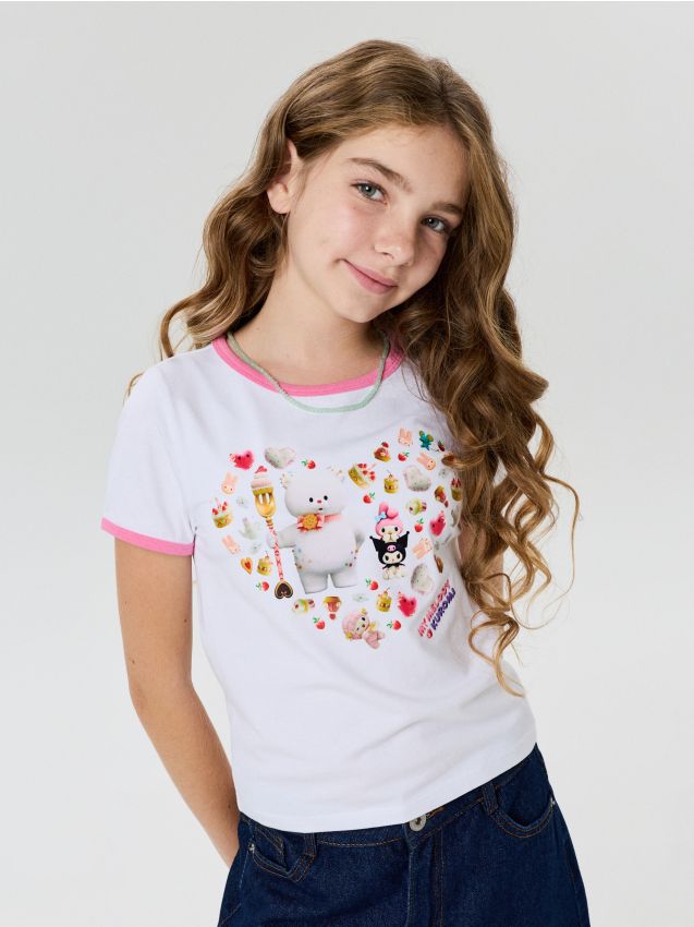 Sinsay - Tricou din bumbac cu imprimeu My Melody and Kuromi - alb
